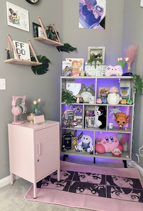 Gaming Shelves, Gamer Shelf, Dorm Decoration, Gamer Room Decor, Future Apartment Decor, Cute Bedroom Decor, Cute Room Ideas, Gamer Room, Apartment Decor Inspiration