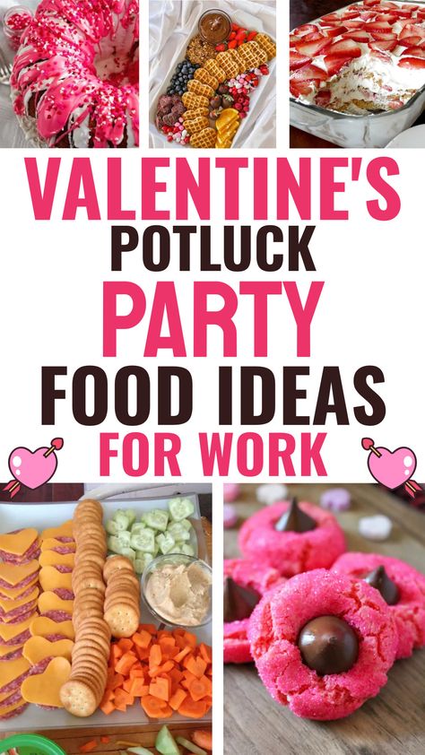 Valentine's Potluck Party Food Ideas For Work February Potluck Theme, Valentines Day Themed Food, Valentines Food Ideas Party, Valentine Potluck Ideas, Valentine Potluck, Food Ideas For Work, Valentines Meals, Valentines Food Ideas, Work Party Food