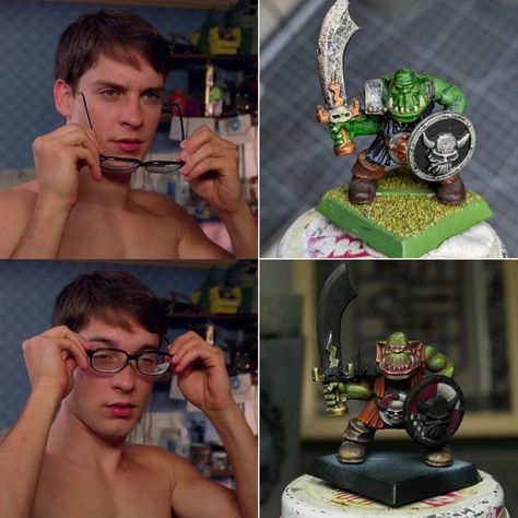 ➡️ Swipe for the Tinder vs Reality comparison 😆 It's a work in progress of an Orc Warrior from Warhammer Quest. I first painted it in 2000 something, as a member of my Mordheim warband. It really needed a total makeover. 😁 It's my entry for the Olden Demon by @chilvers_industries Still got to do the silver NMM and the "goblin green base"™, but didn't manage to finish it before holidays. #oldendemonwip #oldhammer #warhammerpainting #warhammerquest #orks #orcsandgoblins #paintingminiatures #w... Mordheim Warband, Warhammer Quest, Warhammer Painting, Orc Warrior, The Goblin, A Work In Progress, Work In Progress, Anime Demon, Figurines