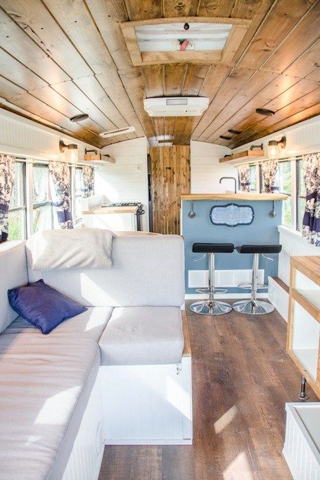 This Canadian Company Turns Buses Into Incredible Tiny Homes Buses Turned Into Homes, School Bus Home, Skoolie Living, Bus Home, Camper Renovations, Rv Conversion, School Bus Tiny House, School Bus Camper, School Bus House