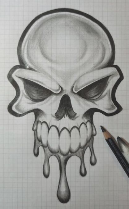 Easy Graffiti, Easy Graffiti Drawings, Cool Tattoo Drawings, Scary Drawings, Skull Art Drawing, Chicano Drawings, Skulls Drawing, Graffiti Style Art, Art Drawings Sketches Pencil