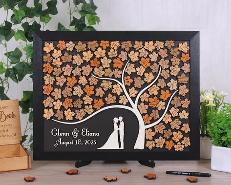 This Wedding Guest Books item by YourWeddingTheme Magnetic wedding guest book alternative Rustic Maple Tree Leaves Wedding guestbook Magnet display board Autumn Fall theme Custom wood sign Fall Wedding Outside Decorations, Wooden Signs For Wedding, Fall Themed Wedding Favors, Wedding Fall Theme, Wedding Guest Signing Ideas, Fall Wedding Guest Book Ideas, Alternative Guest Book Ideas For Wedding, Wedding Sign In Ideas, Wood Wedding Theme