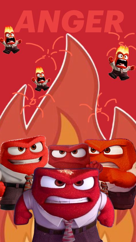 snger inside out Anger Pfp Inside Out, Anger Inside Out Wallpaper, Inside Out Wallpaper, Emotions Posters, Colors And Emotions, Modern Disney, Old Disney, Wallpaper Ideas, Red Background