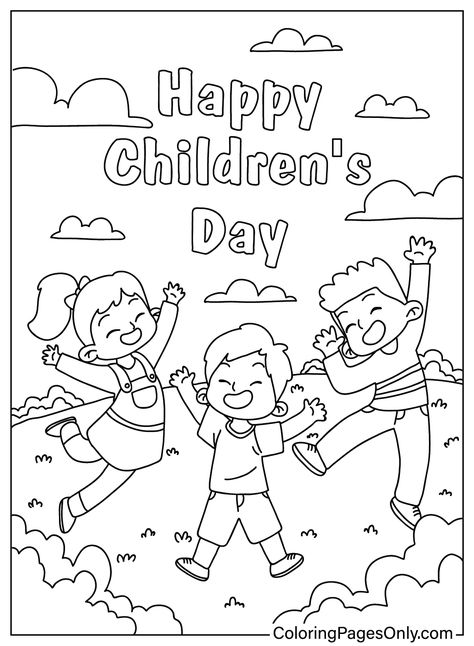 Coloring Pages For Kids And Adults Happy Children's Day Activities For Kids, Children's Day Craft, Children's Day Activities, Manga Coloring Pages, International Children's Day, Pop Manga, Children Day, Holiday Worksheets, Composition Drawing