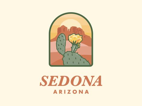 Sedona Badge by Mark Johnston Sedona Illustration, Sedona Bachelorette, Bachelorette Tattoos, Party Logo, Sedona Arizona, Badge Design, Illustrated Map, Arizona Logo, Sedona