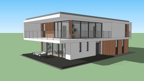 Sketchup Warehouse, 3d House Design, Big Mansions, House Balcony, Warehouse Design, 3d House, Sketchup Model, Terrace Design, Container House Design