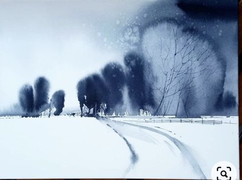 January Art, Watercolor Art Landscape, Abstract Watercolor Landscape, Painting Snow, Winter Watercolor, Watercolour Inspiration, Oil Painting Texture, 수채화 그림, Encaustic Art