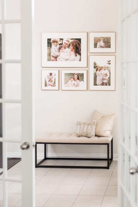 Family Photo Gallery Wall, Picture Wall Living Room, Wedding Photo Walls, Family Pictures On Wall, Gallery Wall Design, Family Gallery Wall, Picture Gallery Wall, Gallery Wall Layout, Family Photo Wall