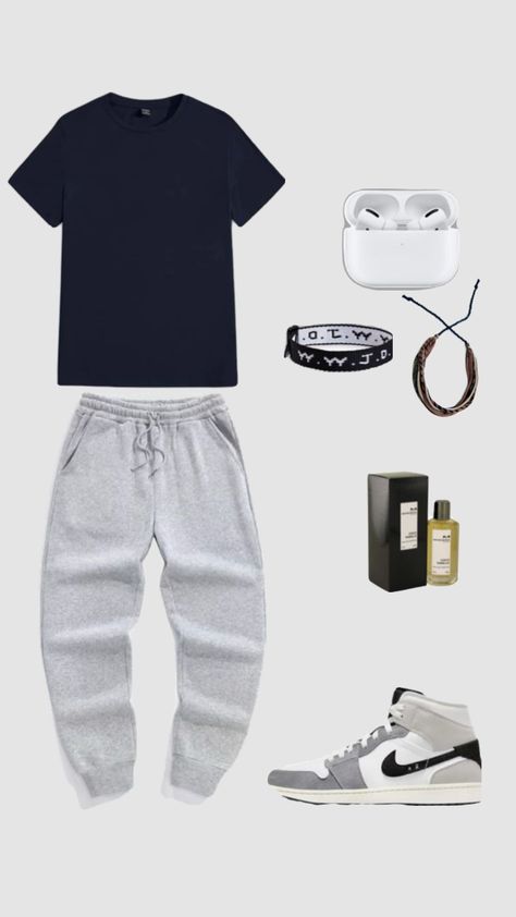 Chill Outfits Lazy Days, Casual Athletic Outfits, Outfit Inspiration For Men, Jordan 1 Outfit Men, Mens Joggers Outfit, School Outfit Inspiration, Basketball Jersey Outfit, White Tshirt Outfit, Guys Fashion Swag