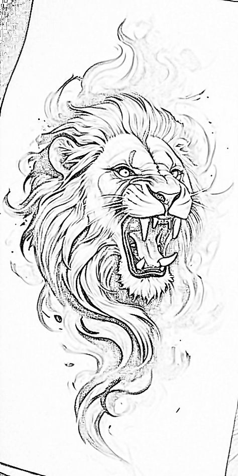 Lion Tattoo Stencil Outline, Loin Tattoos, Lion Tattoo Stencil, Miracle Tattoo, Lion Outline, Cross Drawing, Nova Art, Half Sleeve Tattoos Drawings, Animals Tattoo