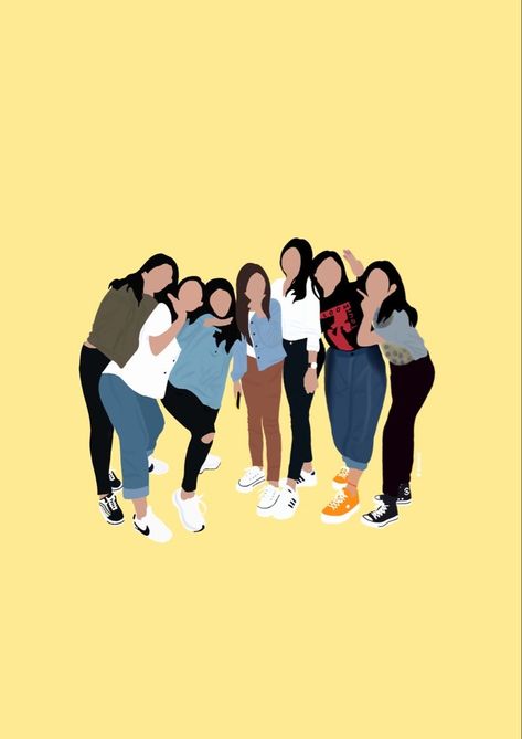 Squad Aesthetic, Cartoons Group, Girls Squad, Illustration Comic, Friends Illustration, Bff Drawings, Friend Cartoon, Art Friend, Friend Poses Photography