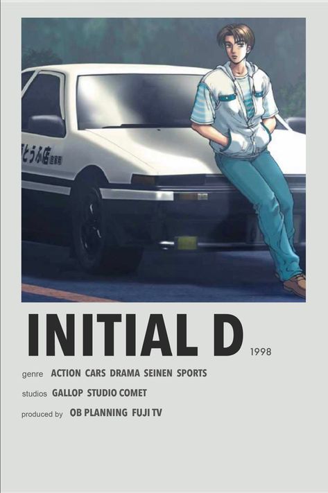 Initial D Poster Anime, Initial D Movie, Initial D Poster, Initial D Anime, Mf Ghost, Minimalist Anime, Anime Sites, Simple Anime, Anime List