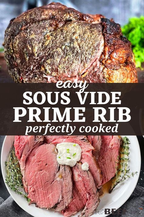 Sous Vide Prime Rib, Sous Vide Ribeye, Instant Pot Sous Vide, Compound Butter Recipe, Prime Rib Roast Recipe, Ribeye Roast, Cooking Prime Rib, Rib Roast Recipe, Standing Rib Roast