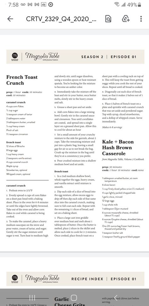 Joanna Gaines French Toast Crunch, Joanna Gaines Recipes Breakfast, Joanna Gaines Breakfast, Joanna Gaines French Toast, Magnolia Recipes Joanna Gaines, Magnolia Table Recipes Joanna Gaines, Magnolia Recipes, French Toast Crunch, Office Breakfast