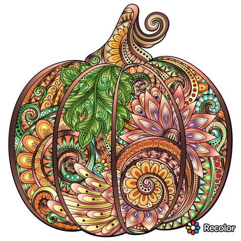 Autumn Reference, Finished Coloring Pages For Adults, Pumpkin Zentangle, Finished Coloring Pages, Ks3 Art, Lantern Tattoo, Zentangle Flowers, Witch Coloring Pages, Rita Berman