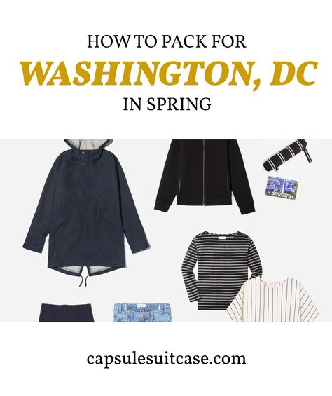 How to pack for Washington DC in the spring. #travel #capsulewardrobe #minimalisttravel #packinglight Washington Dc Vacation Outfits, Spring Dc Outfits, Dc Travel Outfits, What To Wear In Washington Dc Spring, Outfits For Canada, Dc Outfits Washington Spring, Pack For Washington Dc, Washington Dc Packing List, Washington Dc Outfit