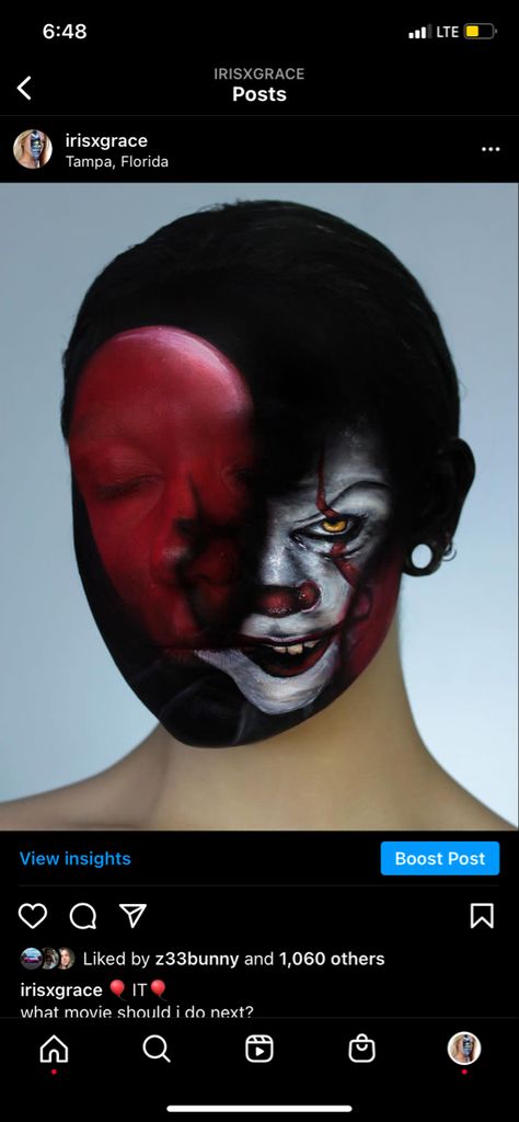 Creative Makeup Ideas Art, Art Makeup Ideas, Makeup Ideas Art, Eye Makeup Creative, Makeup Looks Creative, Makeup Ideas For Prom, Pennywise Makeup, Cool Makeup, Paint Makeup