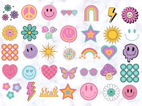 Happy Face SVG Retro SVG Groovy SVG Daisy Flower Svg - Etsy Colorful Svg Designs, Groovy Retro Party, Groovy Drawings, Groovy Clipart, Groovy Smiley Face, Groovy Stickers, Daisy Flower Svg, Retro Clip Art, Groovy Aesthetic