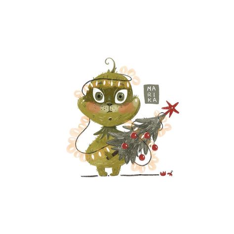 1,672 Me gusta, 112 comentarios - Marika (@marikadoodles) en Instagram: "I’m a day early on Baby Grinch for the #magicmoviemonth, as Grinch is the theme of this week☺️ I…" Grinch Illustration, Baby Grinch, Winter Illustration, Dec 7, Art Challenge, Grinch, Merry Christmas, Illustrations, Christmas