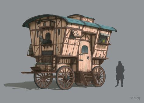 Fantasy Carriage Concept Art, Medieval Wagon, Tangled Concept Art, Old Dragon, Horse Wagon, Fantasy Props, Fantasy House, Fantasy Map, Warhammer Fantasy