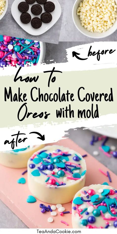 How to Make Chocolate Covered Oreos With Mold: Easy Gift How To Make Oreos, White Chocolate Covered Oreos, Oreo Treats, Oreo Filling, Oreo Cookies Dipped, Easy Candy Recipes, Chocolate Dipped Cookies, Easy Candy, Chocolate Dipped Oreos