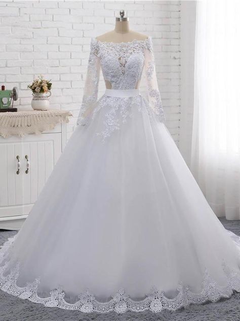 Long Sleeve Wedding Dress Simple, Wedding Dress Tulle Lace, Long Sleeves Wedding Dress, Long Sleeve Mermaid Wedding Dress, Wedding Dress Tulle, Sleeves Wedding Dress, Backless Lace Wedding Dress, Wedding Dresses Lace Ballgown, Satin Wedding Gown