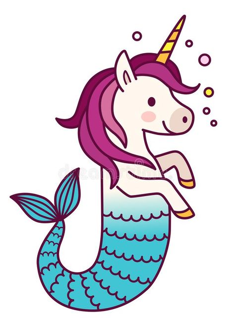 Magical Creatures Fantasy, Easy Mermaid Drawing, Unicorn Fish, Fish Cartoon, Unicorn Drawing, Unicorn Mermaid, Mermaid Drawings, Unicorns And Mermaids, Magical Creature