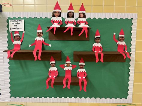 Elf On The Shelf Classroom Door Ideas, Christmas Ideas For Classroom, Elf On The Shelf Cut Out, Christmas Display Ideas School, Elf On The Shelf Classroom Door, Door Decorations Classroom For Christmas, Hospital Christmas Decorations Diy, North Pole Door, Elf Decorations Christmas Classroom