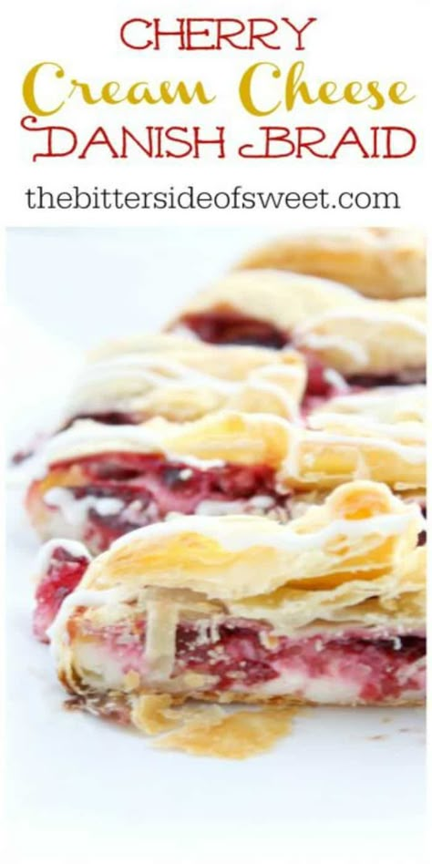 Puff Pastry Cherry Cream Cheese Danish, Cherry Recipes Fresh, Cherry Breakfast Recipes, Brunch Danish, Cherry Cheese Danish Recipe, Cherry Cream Cheese Danish, Cherry Danish Recipe, Cherry Cheese Danish, Cherry Pastry