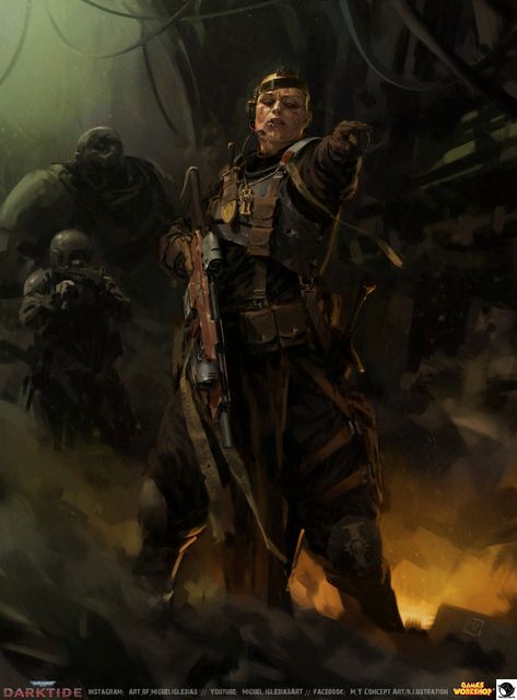 ArtStation - Warhammer 40000:Darktide- Characters Classes Illustrations- The Veterans Art dump, Miguel Iglesias Warhammer 40k Rpg, Dark Heresy, For The Emperor, Astra Militarum, Warhammer 40k Art, 40k Art, Diesel Punk, Gallery Artwork, 40k Artwork