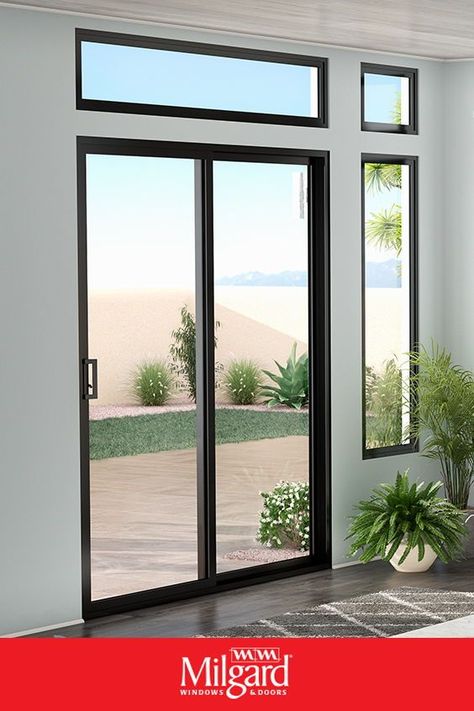 Black Double Sliding Patio Doors, Black Sliding Glass Door Exterior, Glass Sliding Doors Exterior, French Balcony Doors, Sliding Patio Doors With Screens, Black Trim Sliding Glass Door, Small Sliding Door Exterior, Black Trim Patio Doors, Backyard Sliding Doors