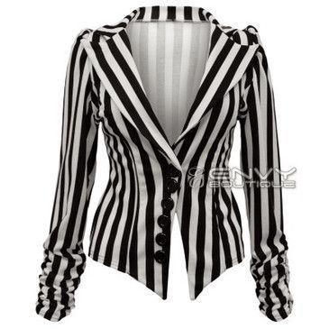 Beetlejuice Inspired Outfit, Black And White Clown, Cream Jacket, Womens Jackets Casual, Ruched Sleeve, Business Wear, Striped Jacket, Formal Business, Striped Blazer