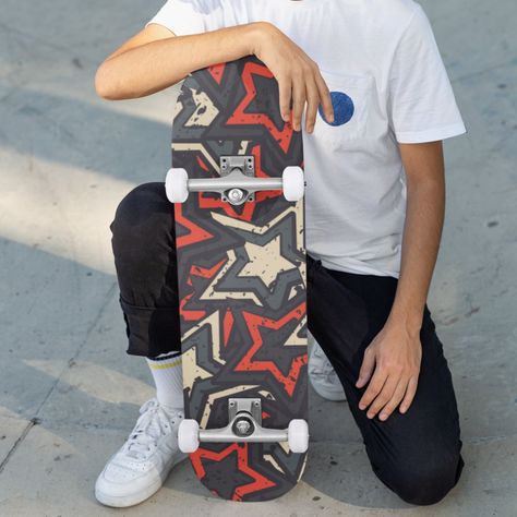 Personalized Skateboard, Skateboard Deck Design, Red Skateboard, Aesthetic Skateboard, Skateboard Ideas, Painted Skateboard, Skateboard Designs, Grunge Pattern, Skate Boards