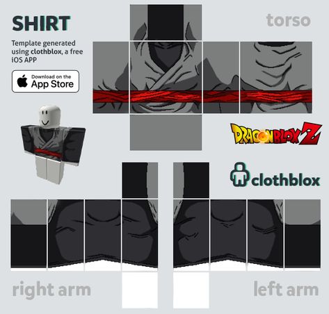 Shirt Skin for roblox based on Dragon Ball Roblox Skin Template, Goku Png, Template Roblox, Roblox Template, Dragon Ball Z Shirt, Roblox Clothes, One Piece Shirt, One Piece Cartoon, Luffy Gear 5