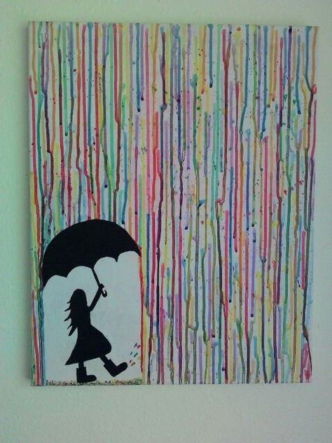 Add a little water to acrylic paints, then dip and drip. Use masking tape to cover the silhouette. Drip Pen Art, Watercolor Drip, Drip Painting Ideas, Paint Drips Art, Paint Dripping Drawing, Acrylic Paint Drip Art, Dripping Paint Art Cartoon, Watercolour Drip Art, Rainbow Drip Painting