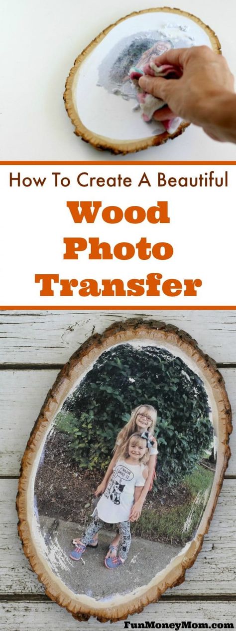 Whether you're looking for a creative photo gift, a new way to display family photos or just some fun personalized home decor, this DIY Wood Photo Transfer is perfect (and you won't believe how easy it is). Creative Photo Gifts, Photo Onto Wood, Photo Transfer To Wood, Wood Cookies, Wood Transfer, Foto Transfer, Wood Craft Projects, Bel Art, Photo Transfer