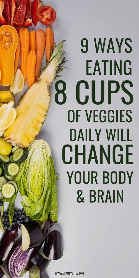 Here are 9 unbelievable things that can happen when you eat 8 servings of fruit and vegetables every day, according to science! Eat more fruits and vegetables and enjoy their health benefits! Sounds BORING, but it does more than just prevent disease 20 years from now. Fruit And Veggie Only Diet, Benefits Of Eating Vegetables, How Many Vegetables A Day, Benefits Of Fruits And Vegetables, Eating More Fruits And Vegetables, Eat More Fruits And Vegetables, How To Eat More Fruits And Vegetables, More Vegetables In Diet, How To Eat More Veggies