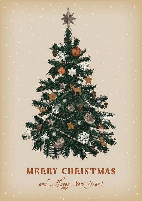 Christmas Illustration Design, Christmas Tree Vector, Cozy Studio Apartment, Happy Christmas Card, Apartment Designs, Vintage Foto's, New Year Illustration, Japan Illustration, Xmas Greetings