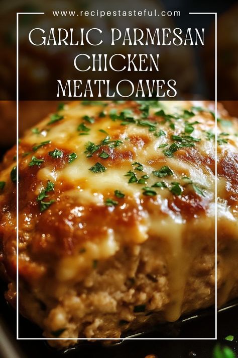 These Garlic Parmesan Chicken Meatloaves are a deliciously tender and flavorful twist on a classic dish. Made with ground chicken and a blend of Parmesan and garlic, they are perfect for a cozy family dinner. Ground Chicken Ideas For Dinner, Garlic Parmesan Meatloaf, Ideas For Ground Chicken, Quick Healthy Meals For Family, Garlic Parmesan Meatloaves, Quick And Easy Ground Chicken Recipes, Dinner Recipes For Family Main Dishes, Garlic Chicken Meatloaf, Ground Chicken Dinner Ideas