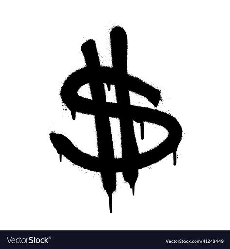 Graffiti Dollar Sign, Y2k Black Symbols, Y2k Symbols, Graffiti Jeans, Dollar Symbol, Black And White Graffiti, Pop Art Images, Graffiti Logo, Graffiti Writing