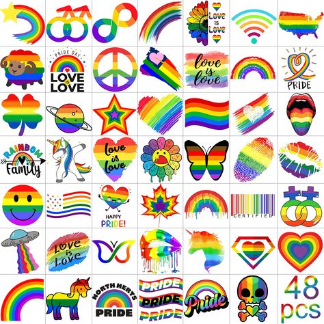 (Ad) JOEHAPY 48 PCS Gay Pride Tattoos Temporary, Rainbow Temporary Tattoos For Women Men Kids Adults, LGBT Pride Face Tattoos Accessories, Rainbow Face Stickers, Pride Equality Parade Festival Party Celebrations Body Art #Temporarytattoosforwomen Rainbow Pride Tattoo, Pride Tattoo Ideas, Gay Pride Tattoos, Collar Bone Tattoo Quotes, Lgbt Tattoo, Pride Equality, Tattoo Station, Gay Tattoo, Lgbt Sticker