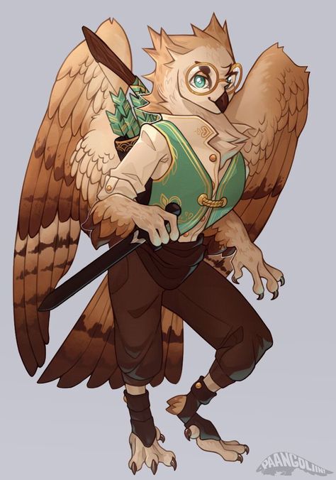 Owlin Dnd Bard, Owlin Dnd Art, Dnd Owlin Character Art, Owl Person Character Design, Human Bird Character Design, Dnd Birdfolk, Owl Folk Dnd, Owlin Character Art, Owlfolk Dnd