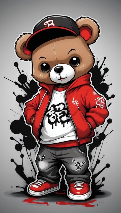 Teddy Bear T Shirt Design, Dft Printing Designs, Cool Cartoon Art, Tshirt Print Ideas, Dtf Print Designs, Cool Cartoon Drawings, Creative Logo Design Art, Teddy Bear Cartoon, Teddy Pictures