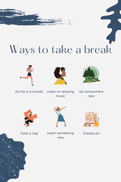 We all get busy sometimes and forget to make time for ourselves. It can be hard to do that with work, exams, studies etc. Make sure to make time for yourself using these tips because it's important to give yourself a break once in a while. Remember to not overwork yourself too much! 🥰 #PauseWellness #SelfCareMadeSimple #SelfCareSubscriptionBox T Break Tips, Study To Break Ratio, What To Do On A Study Break, Tolerance Break Tips, Ways To Take A Break, Study Time Breaks, What Doesn’t Break A Fast, Take A Break But Dont Quit, Break Time