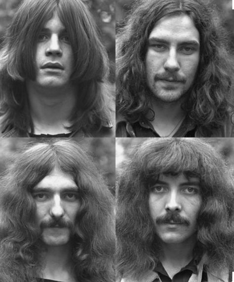 Ozzy Osbourne, Bill Ward, Geezer Butler, Tony Iommi~Black Sabbath. Ozzy Osbourne Black Sabbath, Geezer Butler, Rock & Roll, Rock Artists, Moustaches, Heavy Metal Music, Rock Metal, Mötley Crüe, Rock Posters