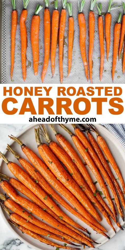 Honey Roasted Carrots Honey Lemon Carrots, Honey Herb Carrots, Roasted Carrots For Easter, Honey Roast Carrots, Hot Honey Carrots Oven, Honey Roasted Carrots With Goat Cheese, Hot Honey Roasted Carrots, Honey Carrots Roasted, Honey Roasted Carrots Oven