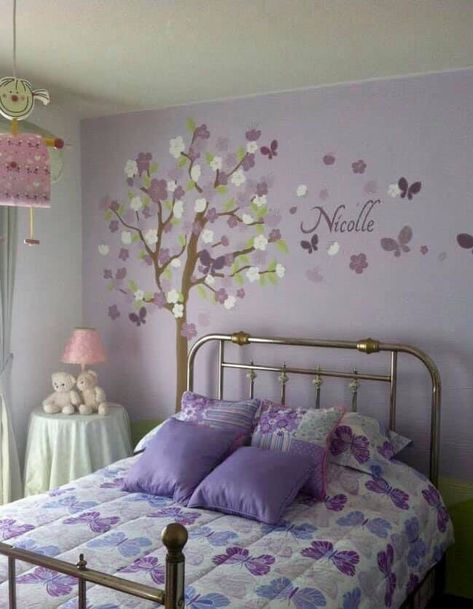 Purple Girls Room, Bedroom Color Combination, Colourful Living Room Decor, Purple Bedrooms, Mary And Martha, Toddler Girl Room, Purple Rooms, Child Art, Dekorasi Kamar Tidur