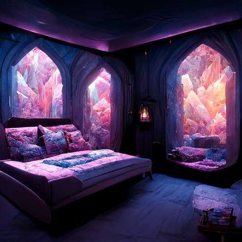 Bedroom Ideas Fantasy Dream Rooms, Cosmic Bedroom Aesthetic, Dark Celestial Aesthetic Bedroom, Fantasy Room Design, Fantasy Room Ideas, Fantasy Bedroom Art, Fantasy Room Aesthetic, Fantasy Themed Room, Fantasy Interior Design