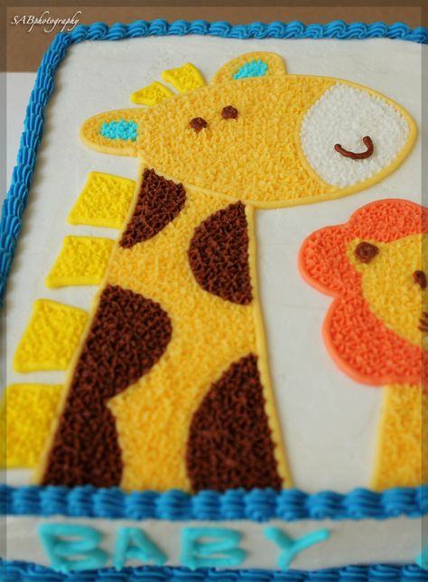 BUTTER CREAM BABYSHOWWER CAKES | Ombre Baby Shower Cake | Sarah's Sweets & Treats Mac Cake, Animal Baby Shower Cake, Baby Shower Sheet Cakes, Cake For A Friend, Congratulations Message, Giraffe Party, Giraffe Cakes, Safari Cake, Simple Cakes