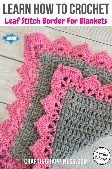 Crochet Triangle Border Pattern, Leaf Stitch Border Crochet, Crochet Boarders For Blankets Baby Free Pattern, Crochet Blanket Border Free Pattern, Crochet Leaf Blanket Border, Lacy Crochet Border, Ruffle Border Crochet, Crochet Trims And Borders Easy, Granny Square Edging And Borders